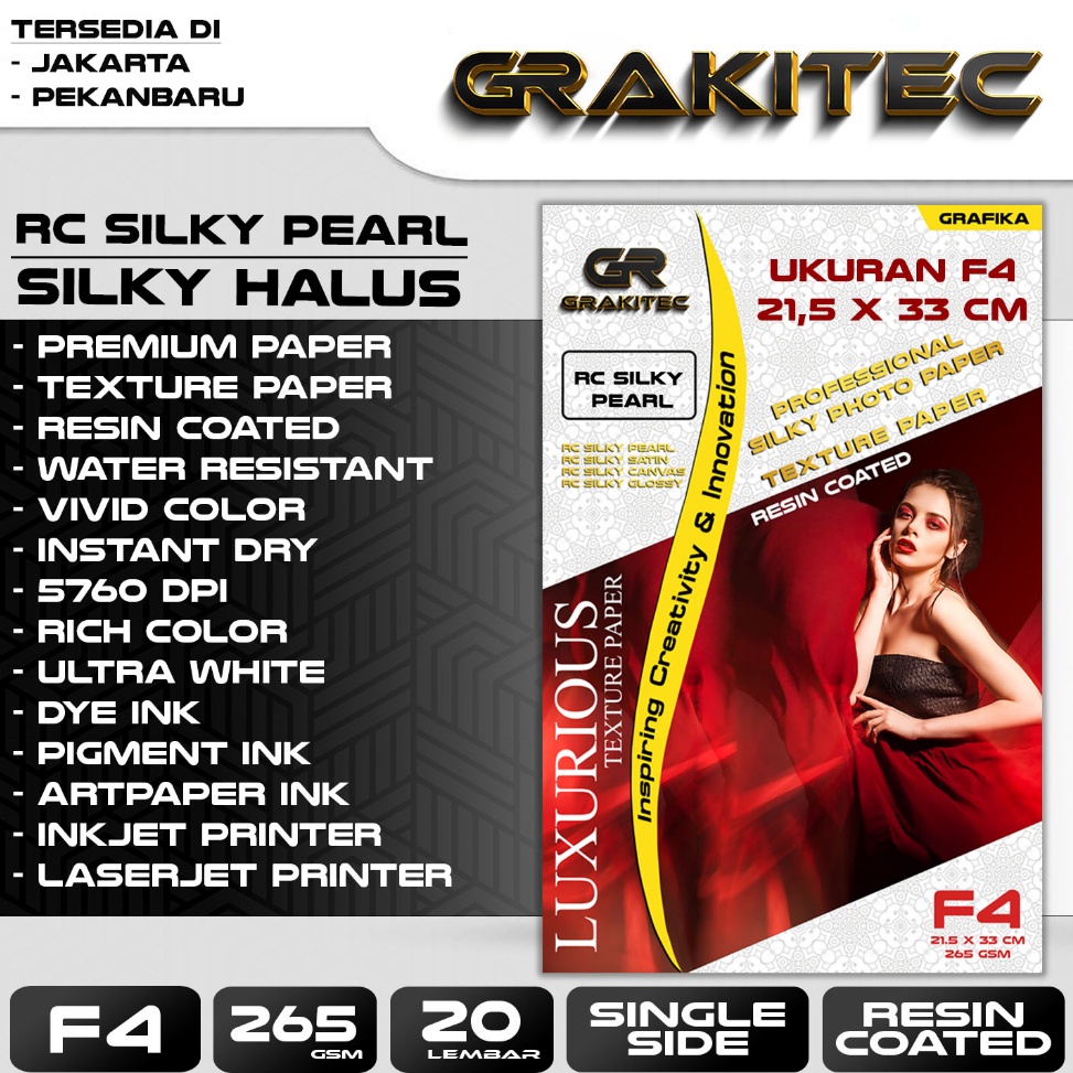

Best Kertas Foto Silky Texture F4 Professional Silky Glossy Photo Paper 265 Gsm Motif Pearl Canvas Satin Luster Resin Coated C69