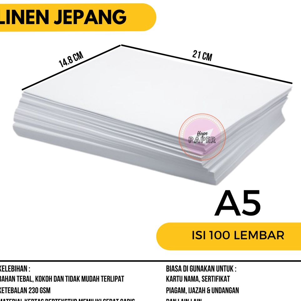 

Bestseller Kertas Linen A5 isi 1 lembar Kertas Karton A5 Linen C82