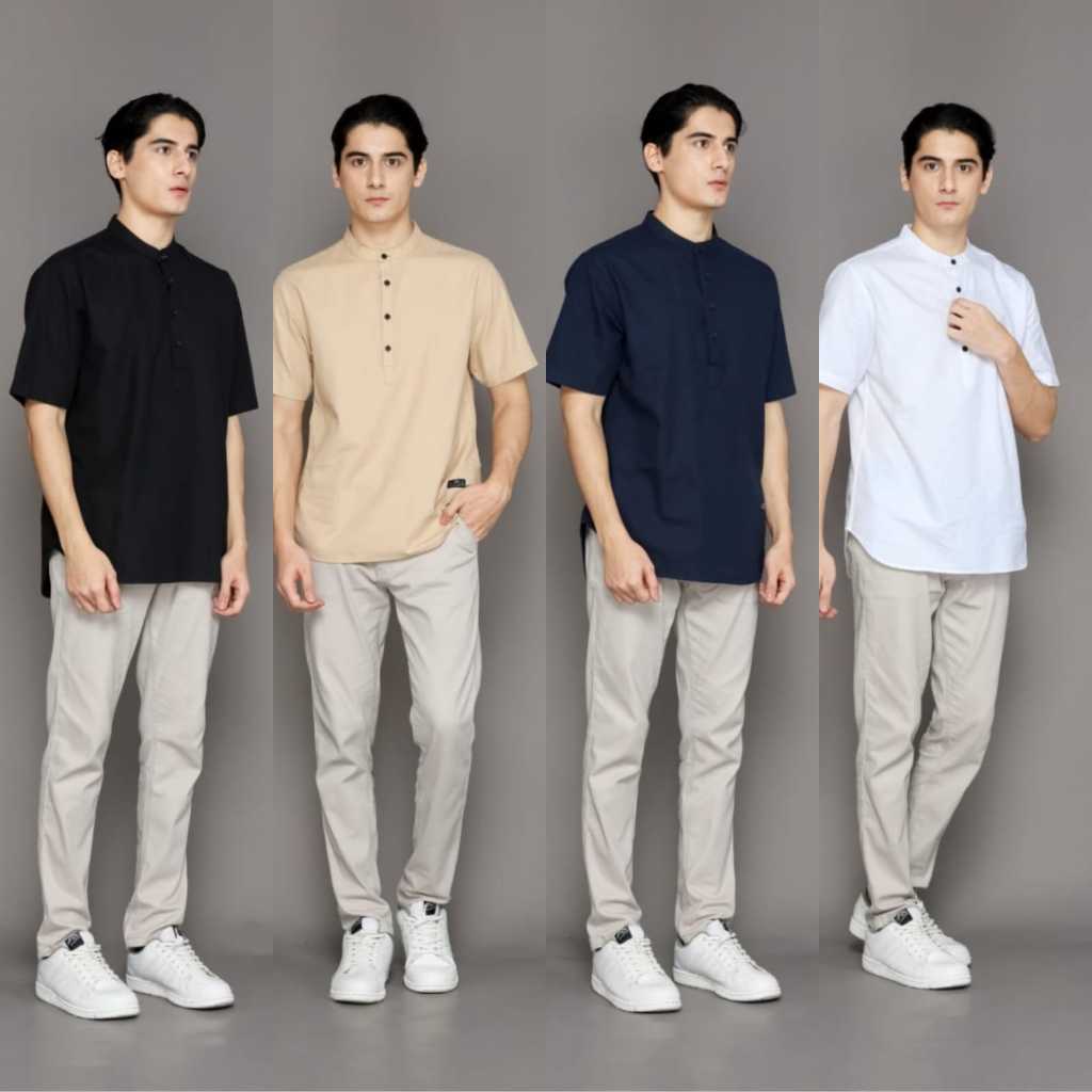 KEMEJA KOKO PRIA- BAJU KOKO LINEN - KURTA LINEN - KOKO LENGAN PANJANG - KEMEJA KOKO LENGAN PENDEK - 
