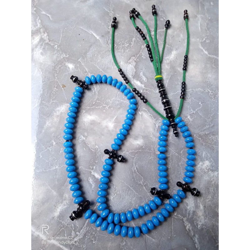 tasbih tijani blue marjan mix yusser size 10mm