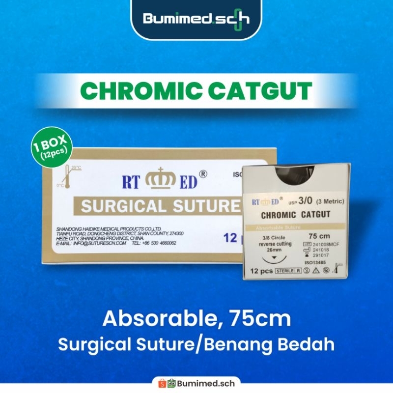 Benang Jahit Oprasi Chromic Catgut / Surgical Suture Chromic Catgut / Benang Bedah (khitan /