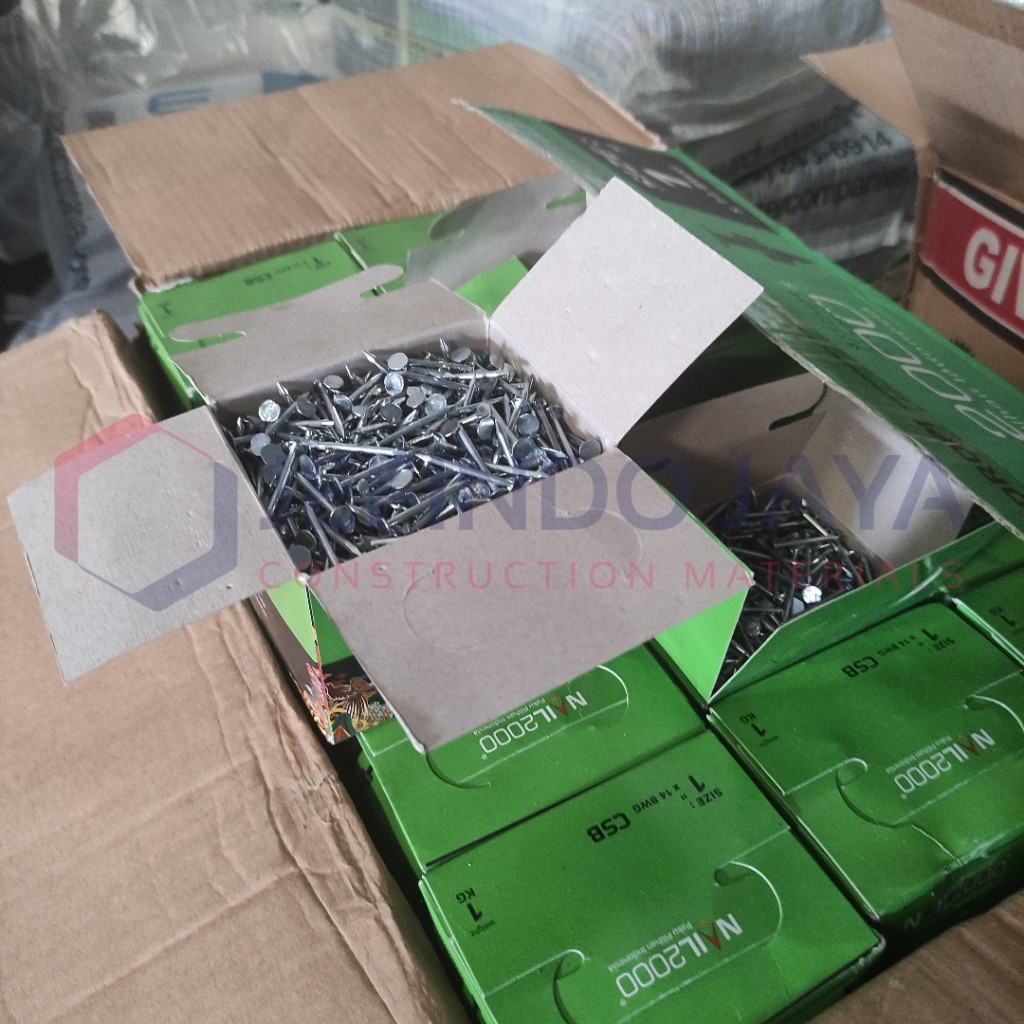 Paku Kalsiboard Nail 2000 Ukuran 1", Paku Anti Karat Berat 30 kg