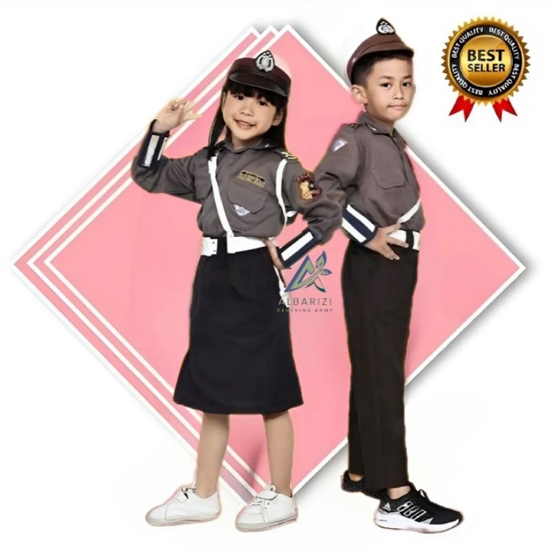 baju polisi anak // setelan seragam polantas polisi lalu lintas anak laki laki dan perempuan