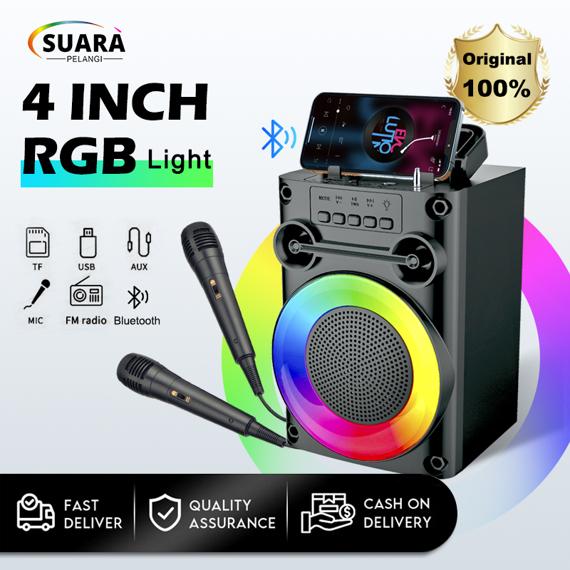 【PRO BASS】Speaker Bluetooth Karaoke Protable Super Bass Polytron Besar Original Mini Wireless Musik 