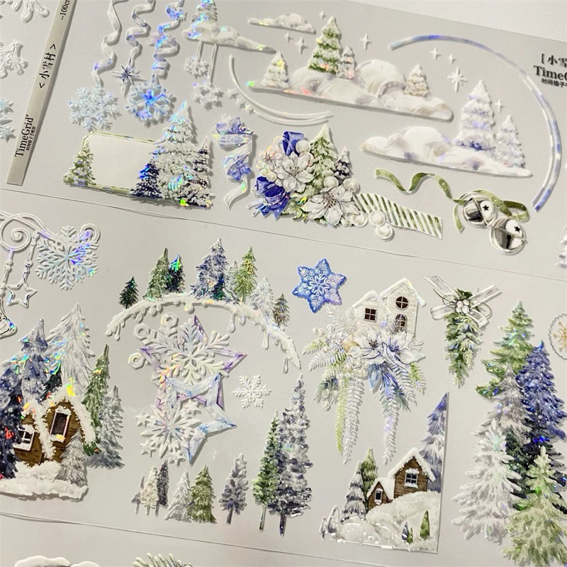 

(Kiricart) TimeGrid Snow Village HOLOGRAM PET Sticker Aesthetic / Journaling / Scrapbooking / DIY / Art and Craft