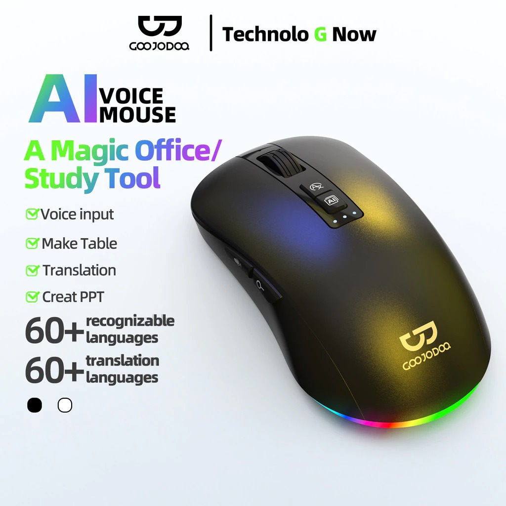 GOOJODOQ Mouse 2-in-1 AI Smart Wireless Bluetooth Mouse AI Assist Voice Command