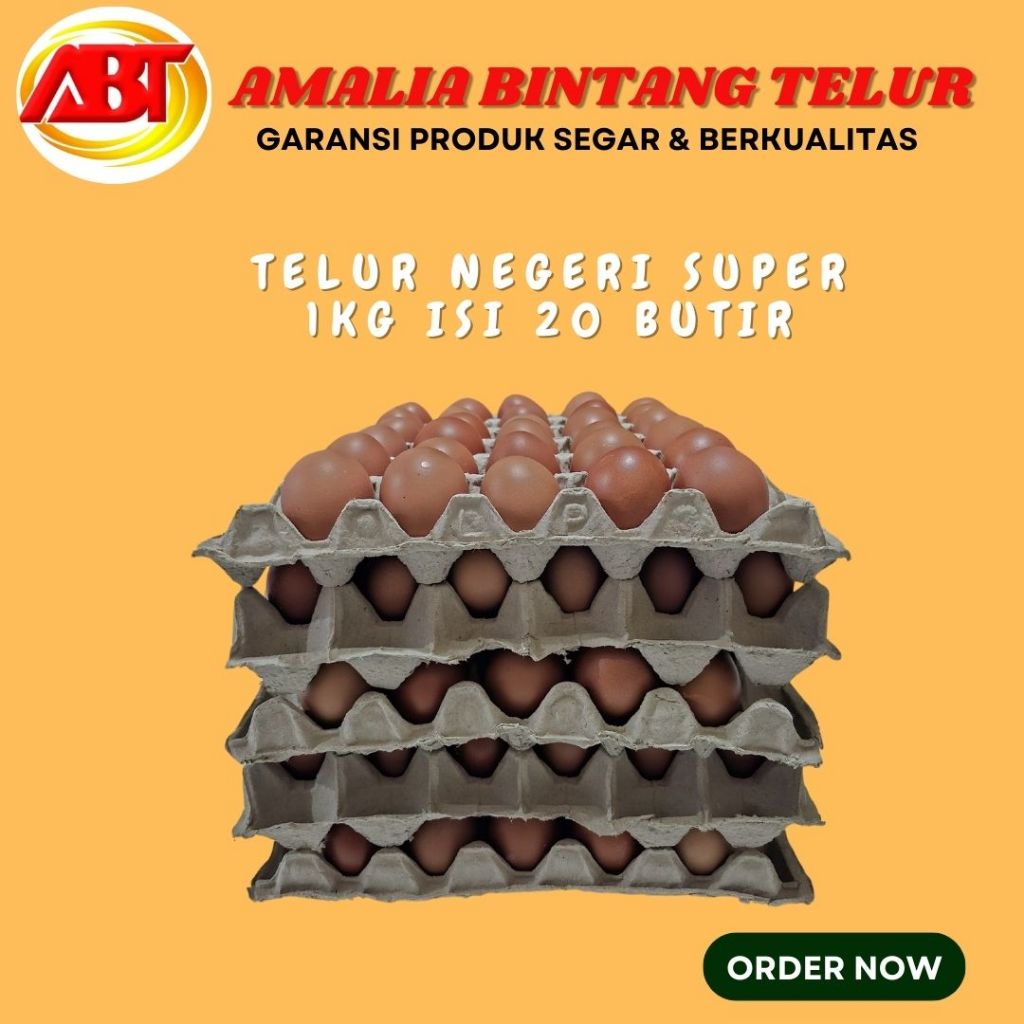 

Telur Ayam Negeri Super Ukuran Kecil isi 20 butir per kg