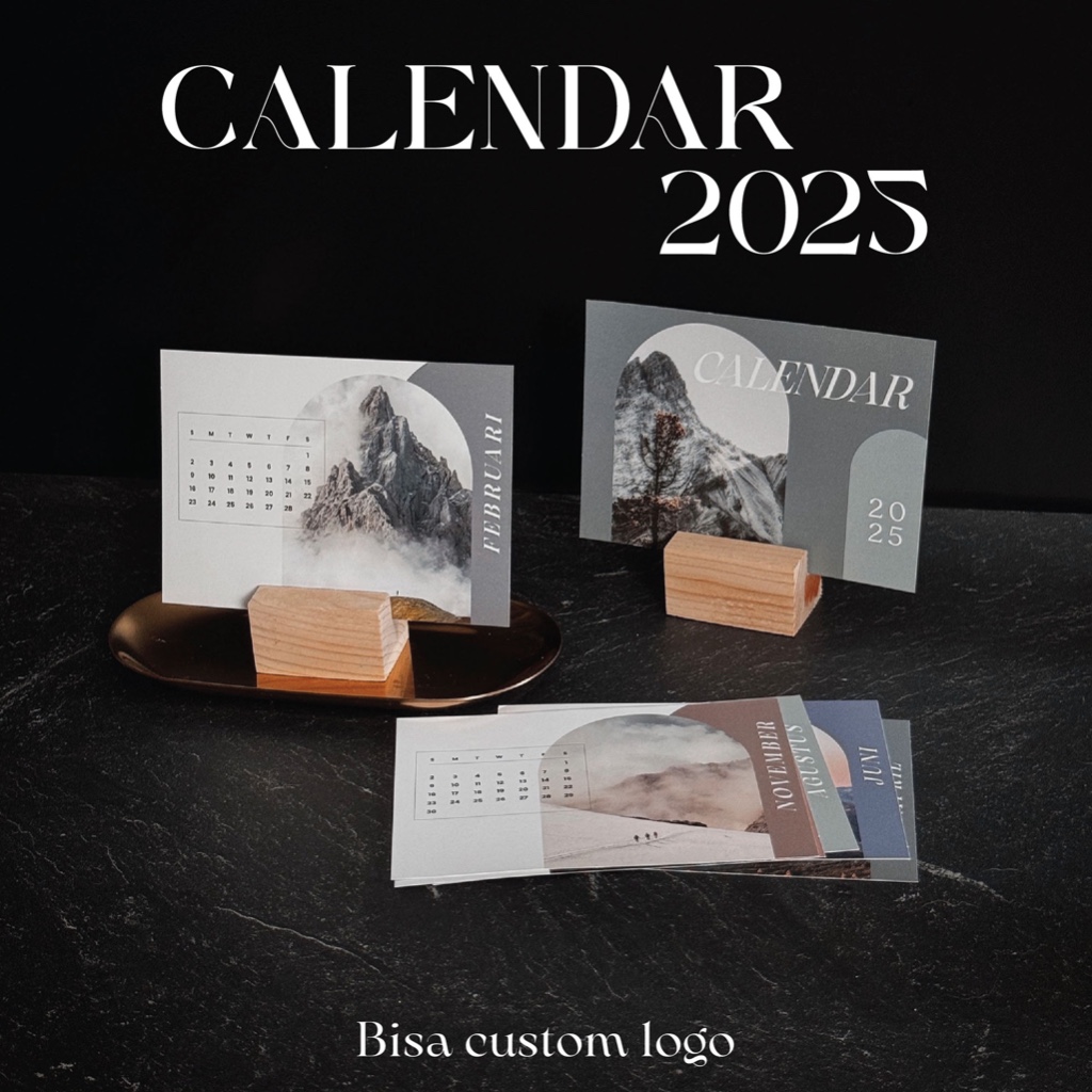

Desk Calendar Aesthetic 2025 with Wooden Stand Kalender Meja