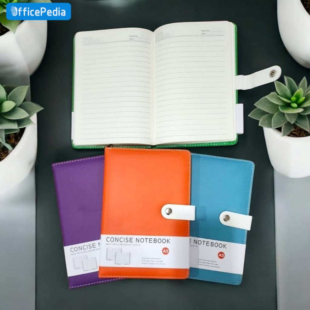 

Buku Jurnal Agenda Catatan Kerja Notepad Notebook A5 Kancing cover kulit concise