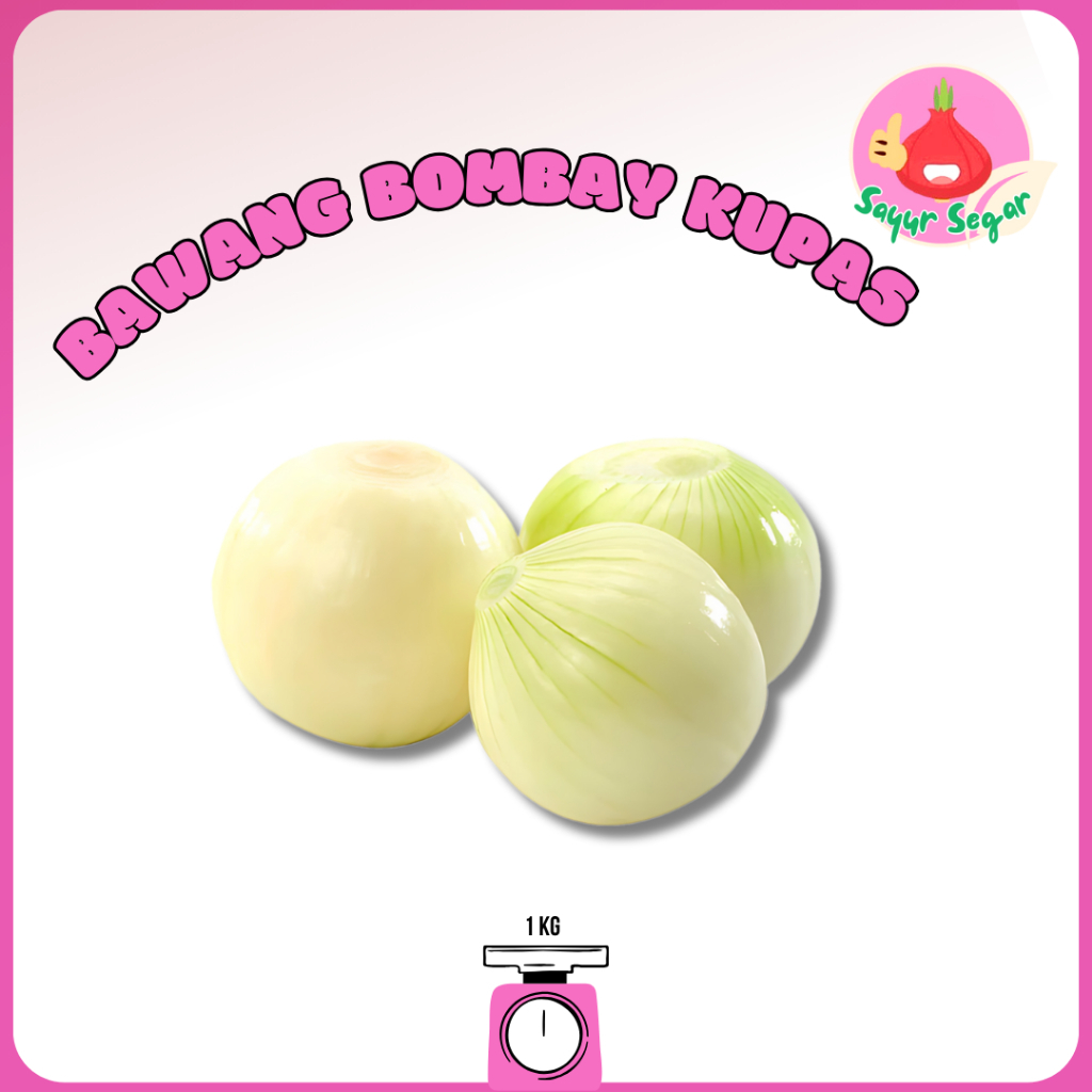 

Sayur Segar - Bawang Bombay Kupas Bersih/Peeled Onions 1 kg