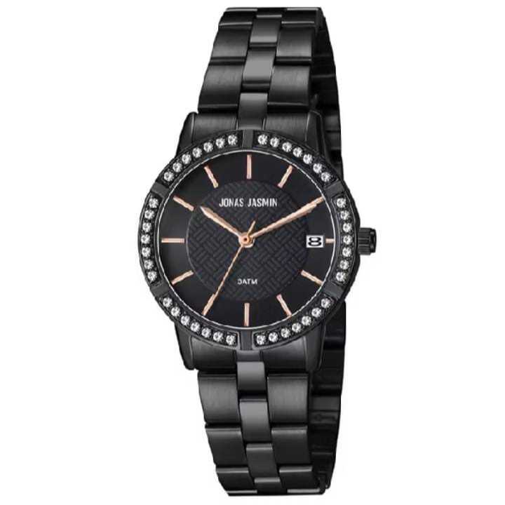 Jam tangan wanita Jonas Jasmin Black permata rantai stainless - Jam tangan cewek fashion