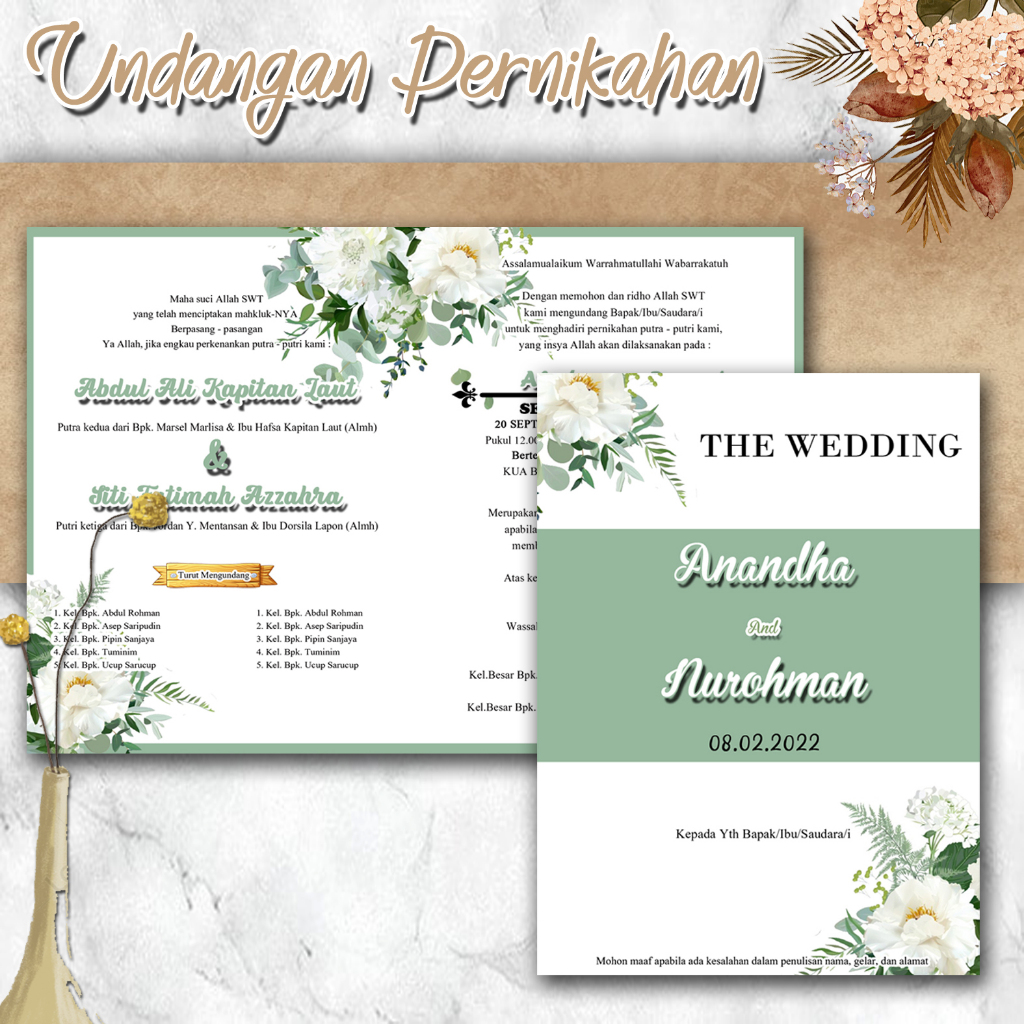 Undangan Pernikahan WL Undangan Nikah Simple Undangan Wedding Simple Surat Undangan Pernikahan