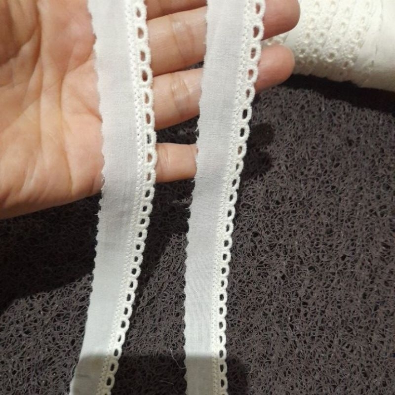 renda katun jepang bordir/ renda kain katun/ renda bahan katun, roll 15yard (13.5 meter).