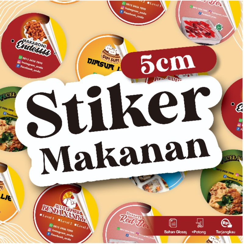 

NEW Stiker Label 5cm: Bahan Chromo/Bontak, Tahan Lama, Potong Kisscut