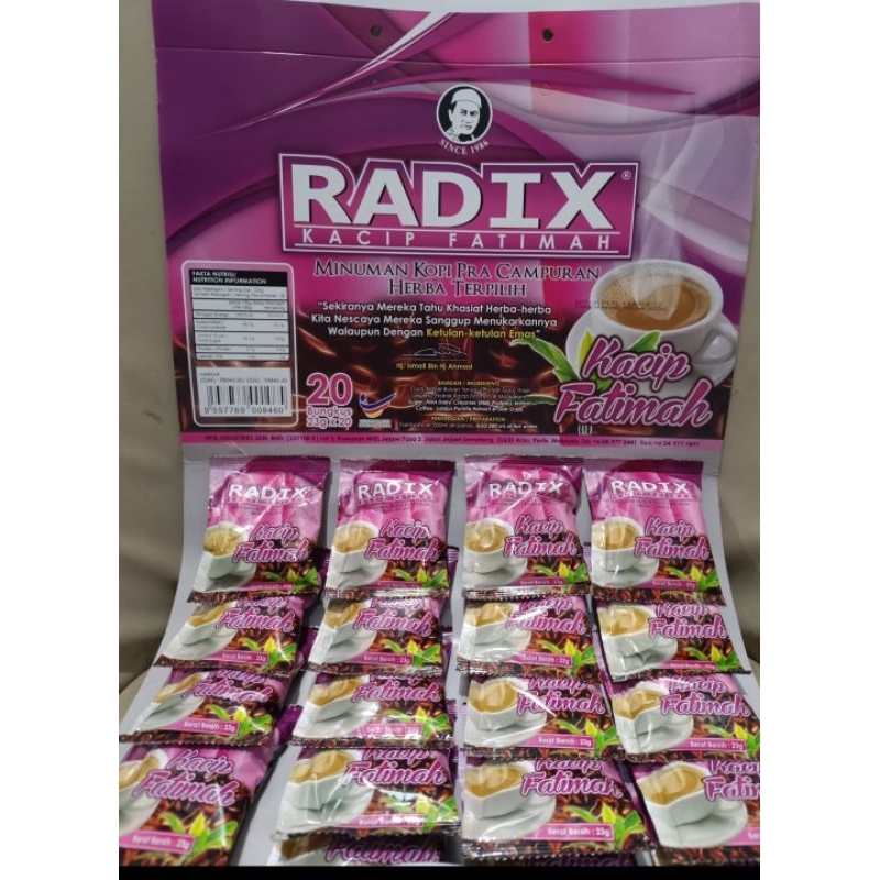 

Kopi Radix Fatimah ditambahkan 7 herba khas RADIX.