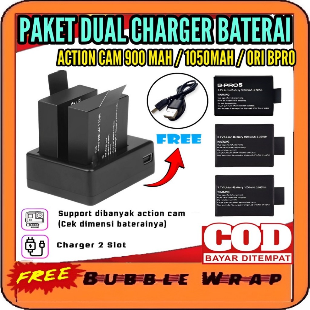 Baterai Action cam batrai action camera untuk actioncam Original Brica Bpro 5 Eken Sbox Kogan SJCAM 