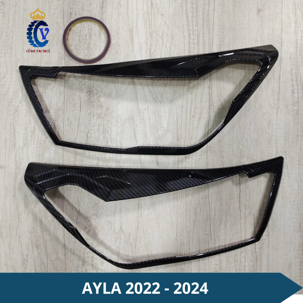 Garnish Cover Lampu Depan Mobil Ayla 2023 - 2024 Carbon