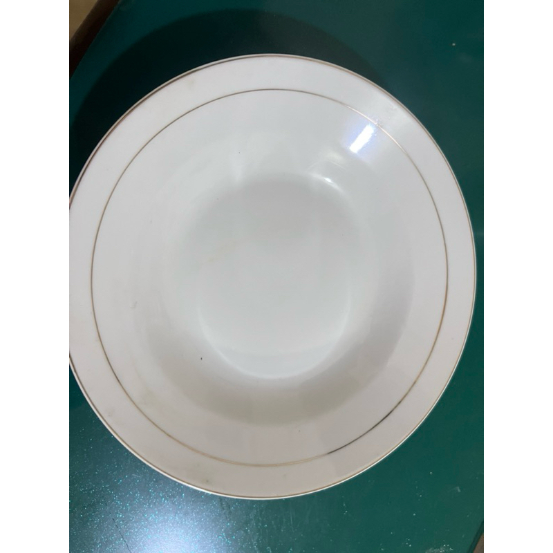 Piring Porselen Lis Emas 9 inch | Piring Makan Porselen