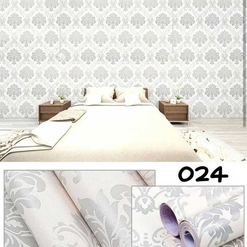 WALLPAPER DINDING MOTIF BATIK SILVER
