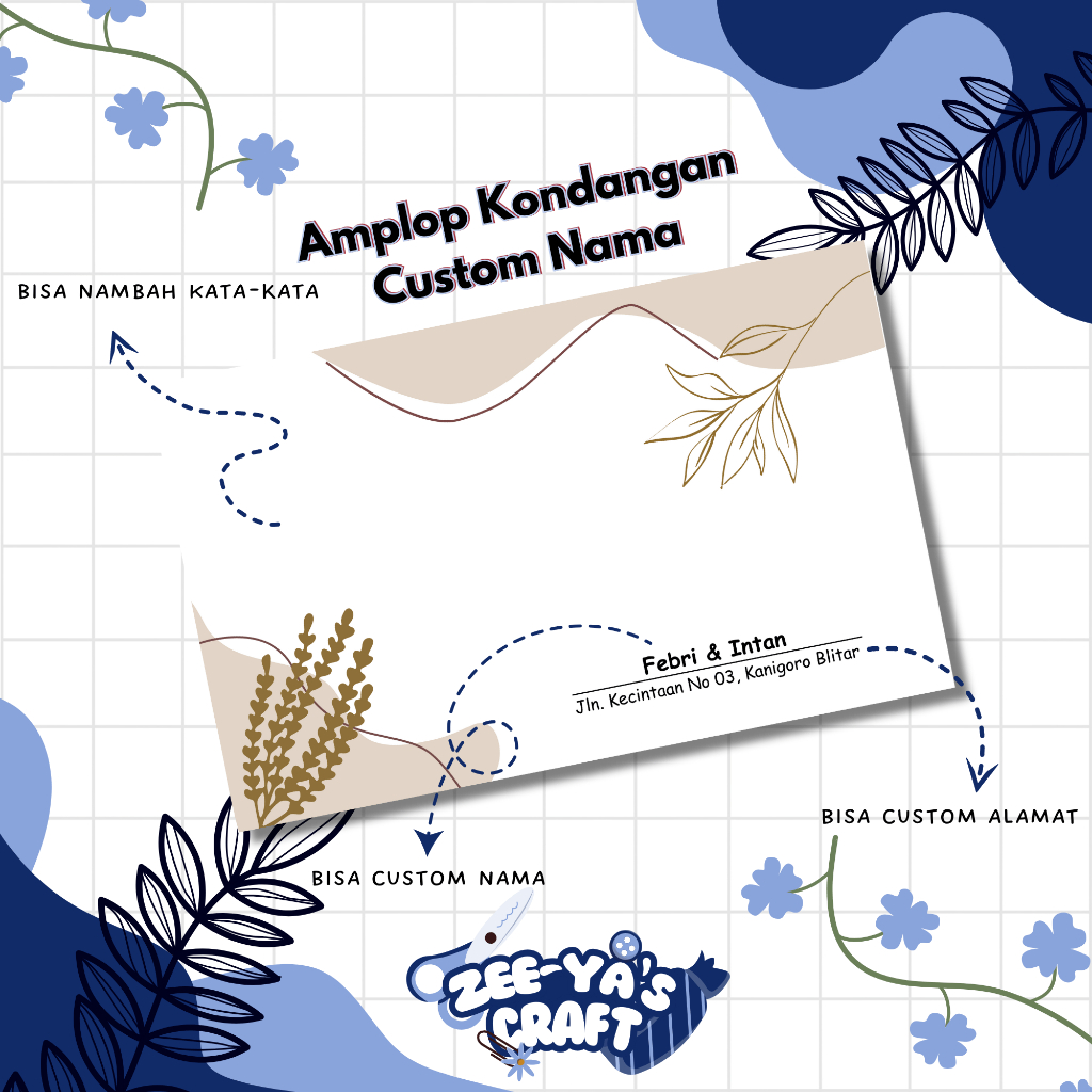 

100 Pcs Amplop Kondangan Aesthetic Custom Nama dan Alamat