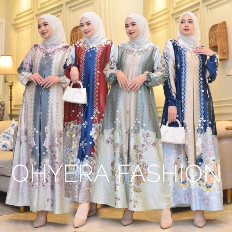 GAMIS MADINA BAHAN PREMIUM SILK IMPORT MOTIF FULL PRINT MEWAH / GAMIS MADINA SERAGAMAN PESTA BAHAN S