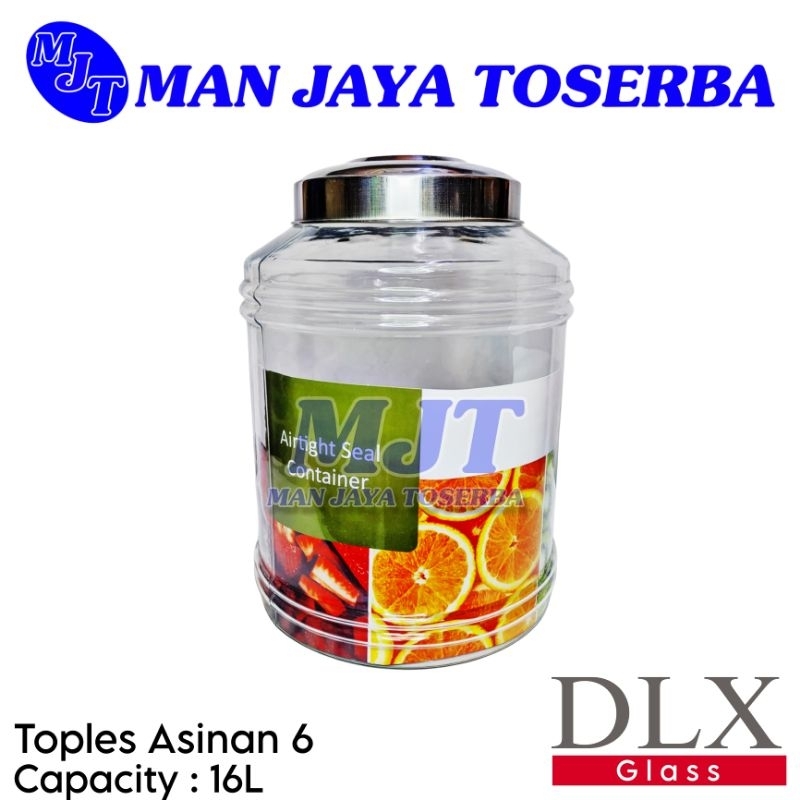 Toples Kaca Asinan 16 Liter - Wadah Makanan Kaca Besar untuk Asinan dan Acar