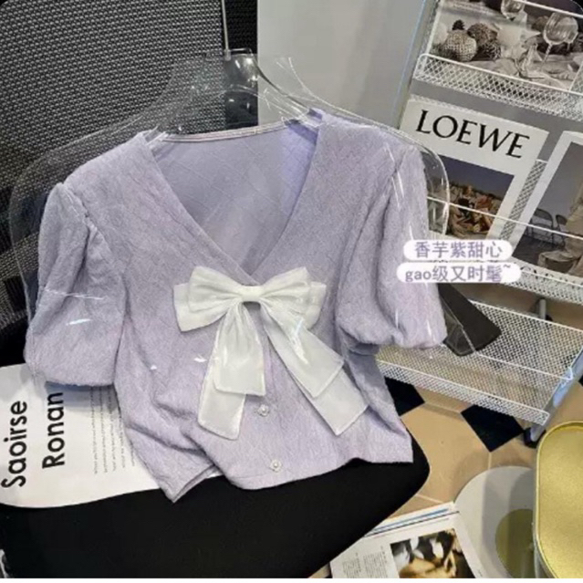 Atasan cute model pita warna lilac