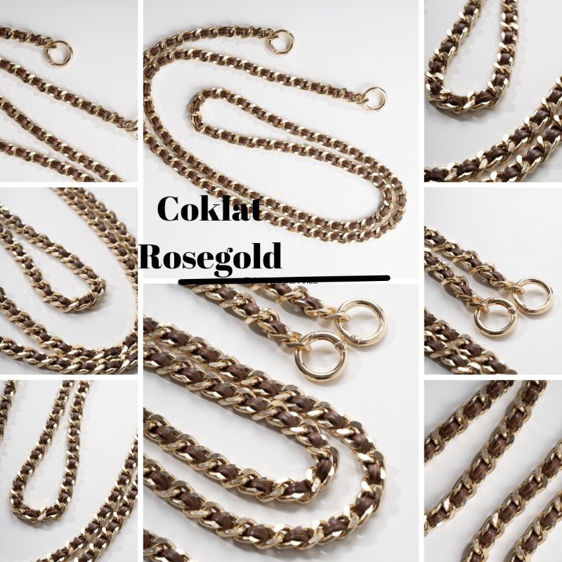 CUCI GUDANG Rantai Sling Bag Wanita Rose Gold Silver 120cm
