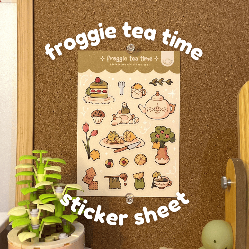 

RAPAPAOW | Froggie Tea Time - A6 Kisscut Glittered Sticker Sheet