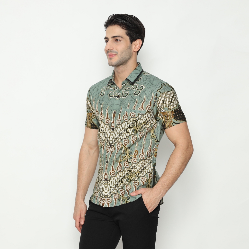 LUIGI RICCIO Kemeja Pria  Casual Kerja Kantor Seragaman Sampai 5XL Green Sage Series