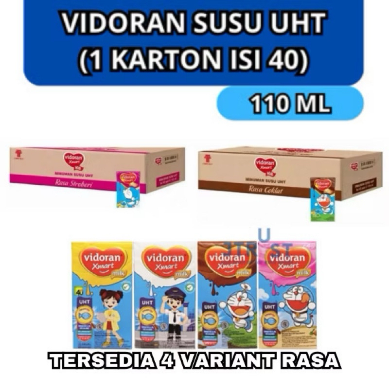 

PROMO Vidoran Xmart Susu UHT 110ml 1 karton Isi 40 Pcs / EXPIRED AGUSTUS 2025