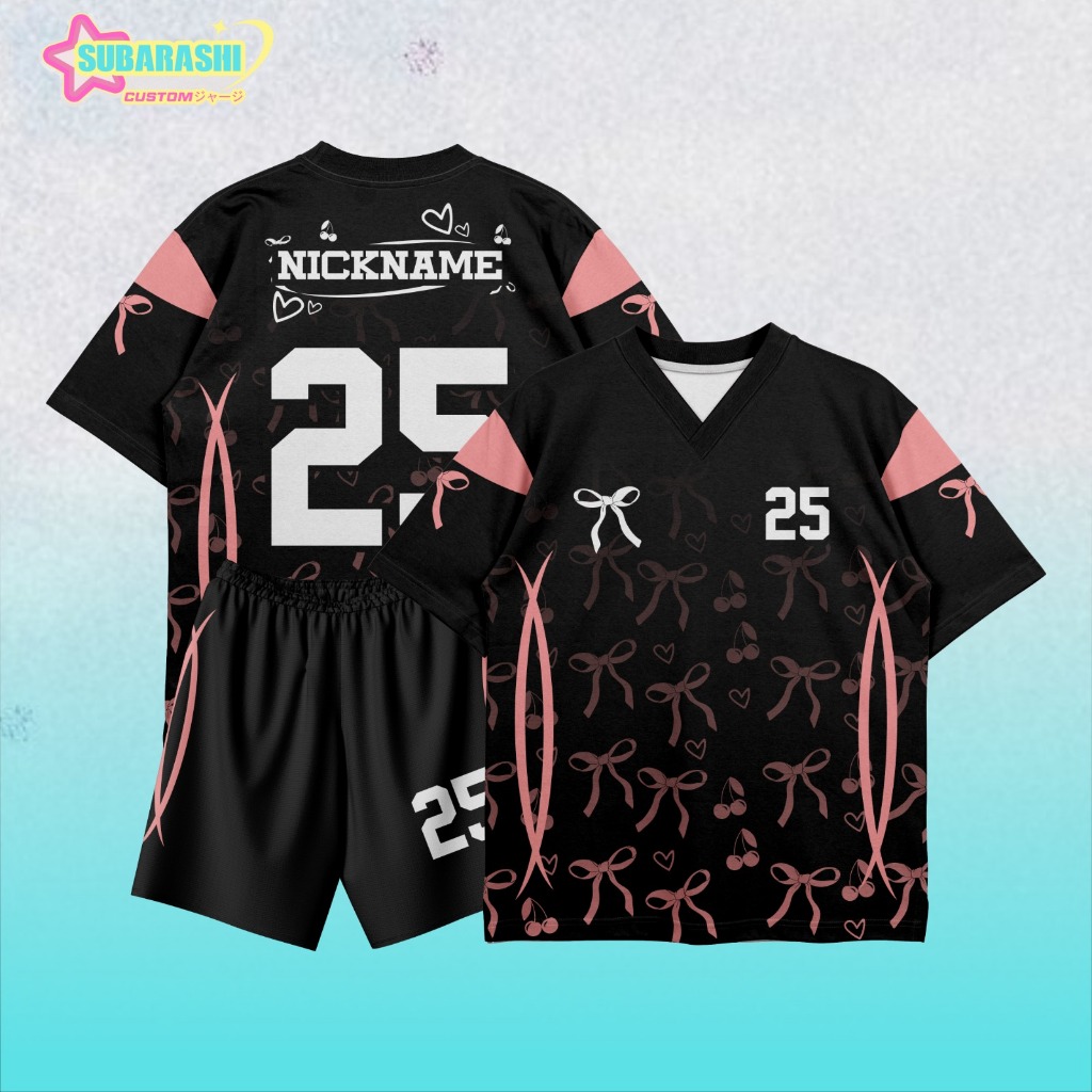Baju/Jersey COQUETTE PITA HITAM PINK OVERZISE GRATIS NAMA DAN NO PUNGGUNG