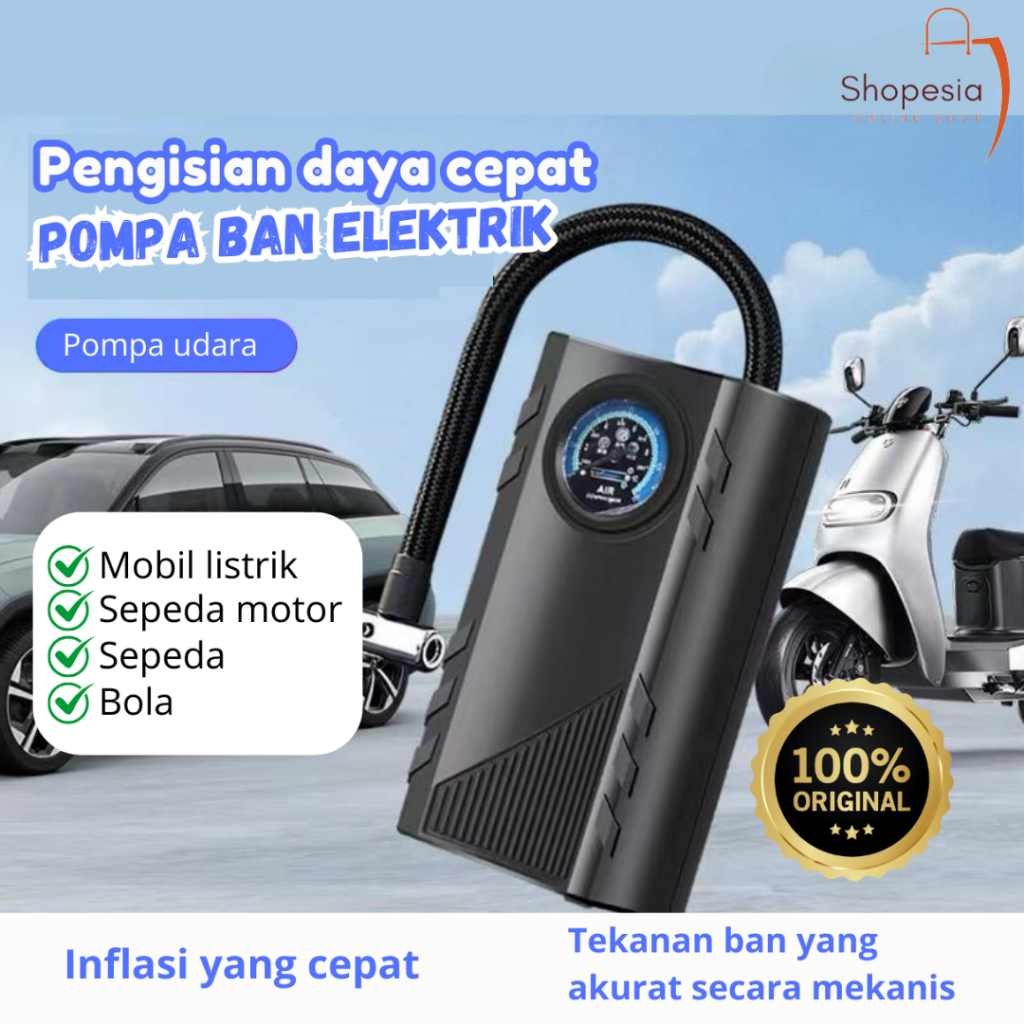 Pompa Angin Elektrik | Pompa Ban Motor dan Mobil Portable | Pompa Ban Mobil Sepeda Elektrik