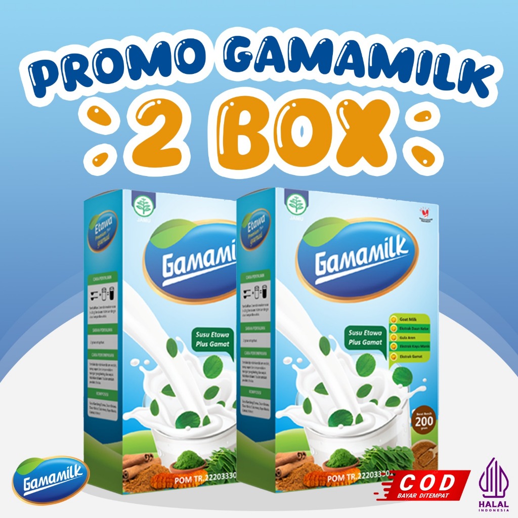 

Gamamilk - 2 BOX Susu Etawa Plus Gamat Rekomendasi Ilmiah Atasi Nyeri Sendi & Tulang 200gr