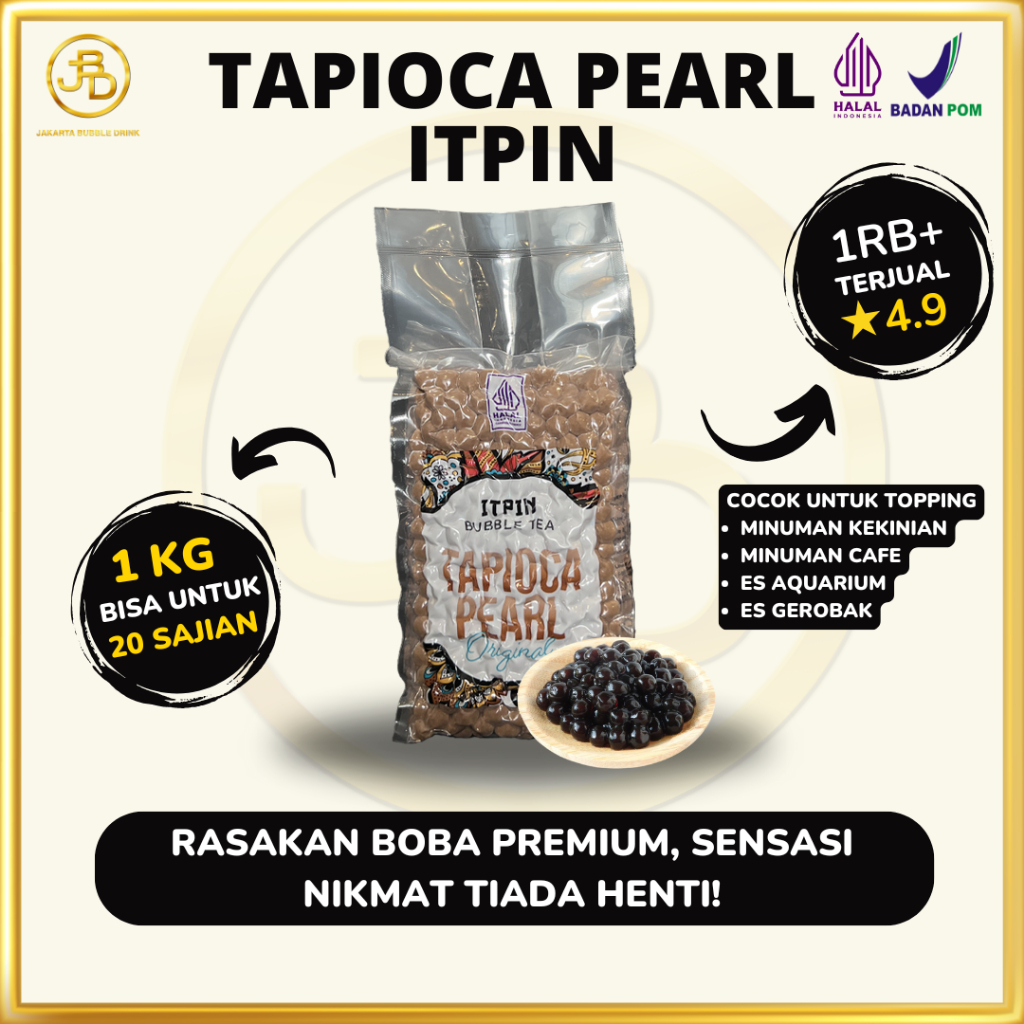 

TAPIOCA PEARL BLACK ITPIN 1 KG/ BOBA HITAM - JBD | HALAL