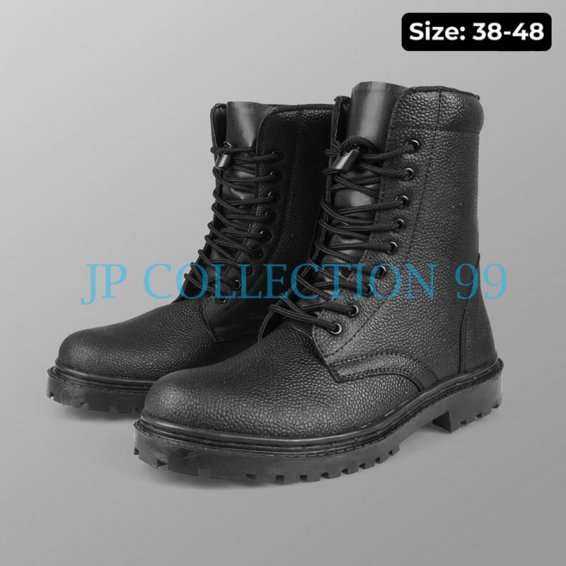 SEPATU PDL KULIT JERUK Linmas Satpam Security tali resleting Size 38-48