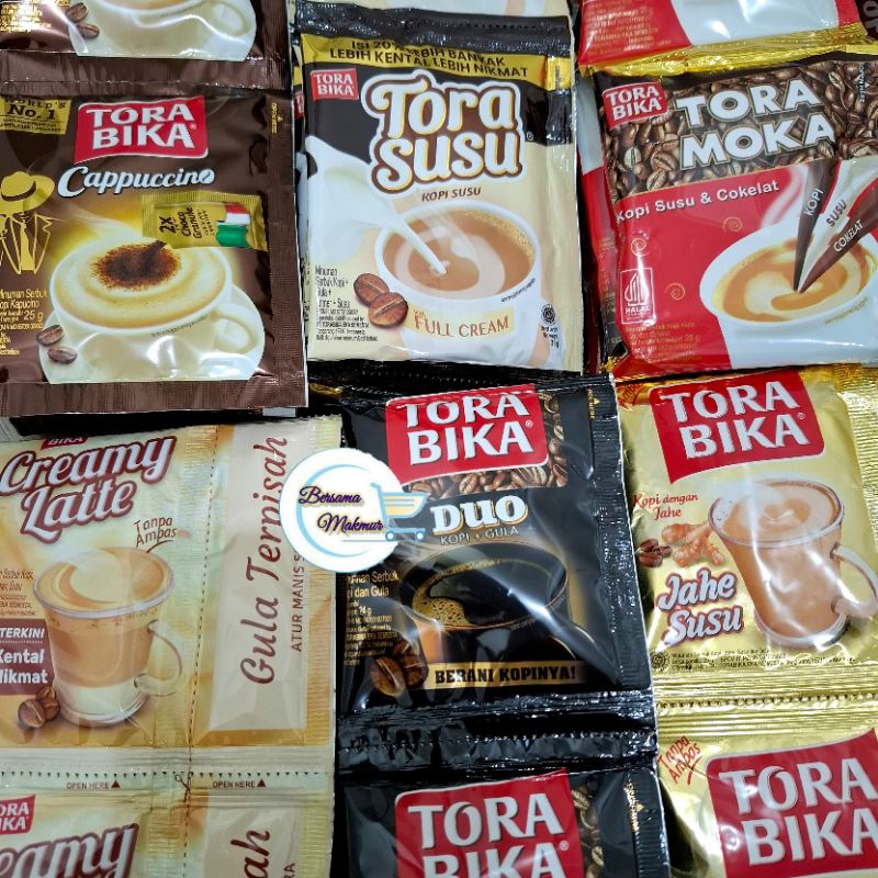 

Kopi Torabika TORA SUSU / MOKA / Duo / Creamy Latte / Capuccino / KopiJahe Susu