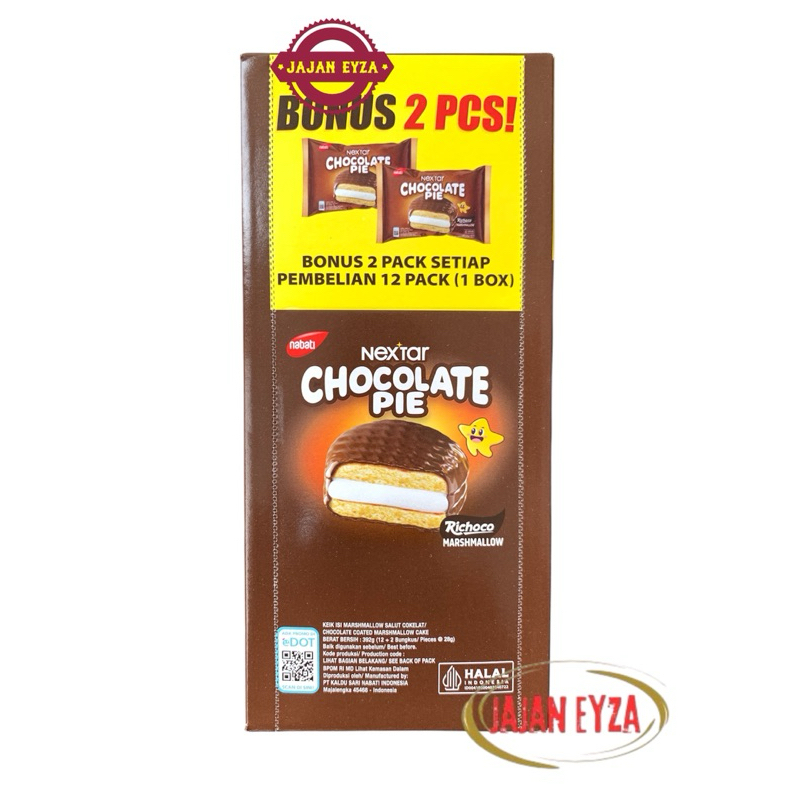 

nextar chocolate pie 1 box ISI 12 + 2 pack / chocopie marshmellow / chocolate coated marshmellow cake