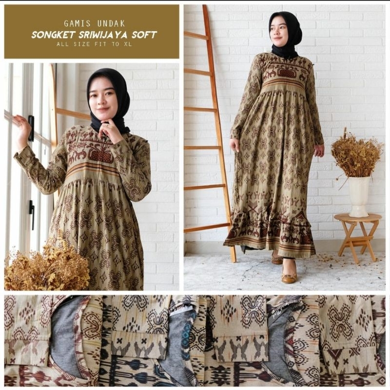 Gamis undak/ rempel Denim Calvin jeans Motif Etnik