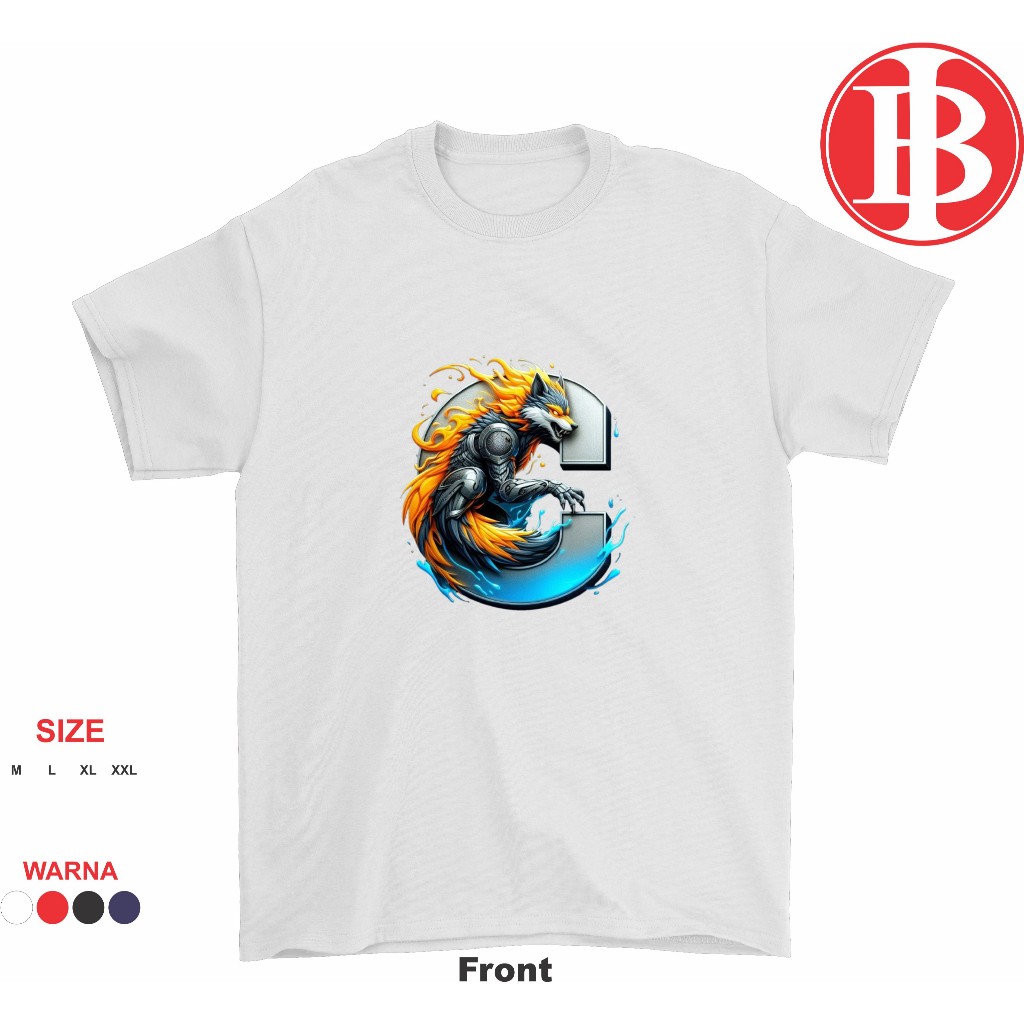 INISIAL KAOS NAMA KAOS HURUF C LENGAN PENDEK SABLON BAJU NAMA KAOS UNISEX