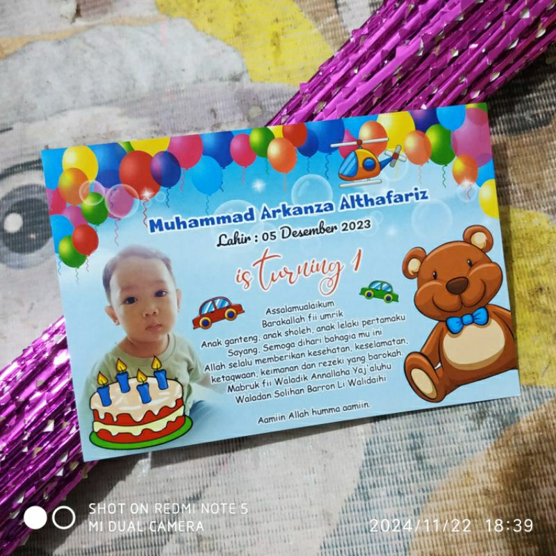 Kartu ucapan terima kasih trims JUMBO aqiqah khitanan tedak siten penabalan nama marhabah ultah