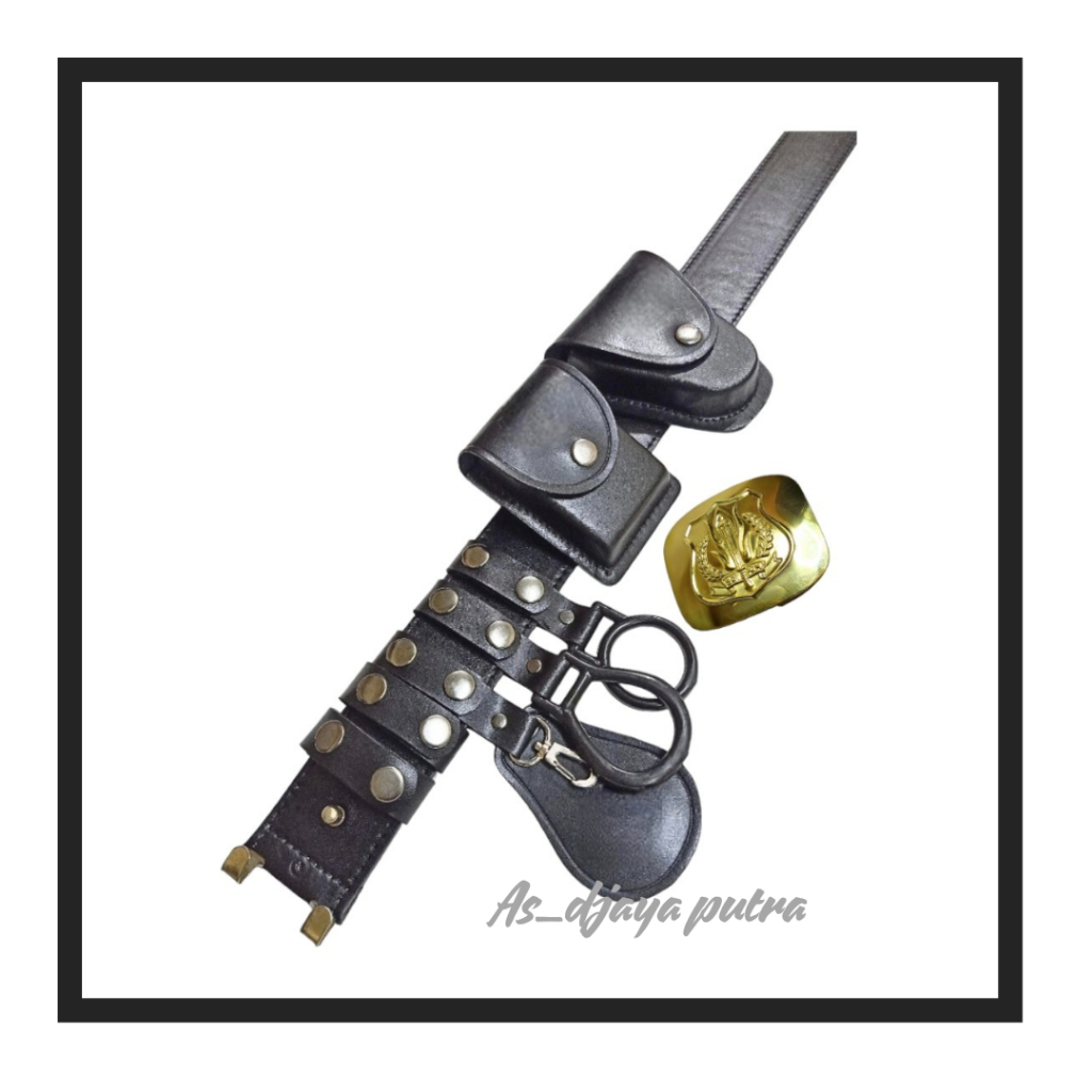 kopel satpam sabuk security kulit asli hitam polos lengkap SARUNG BORGOL + MAGAZEN TUNGGAL