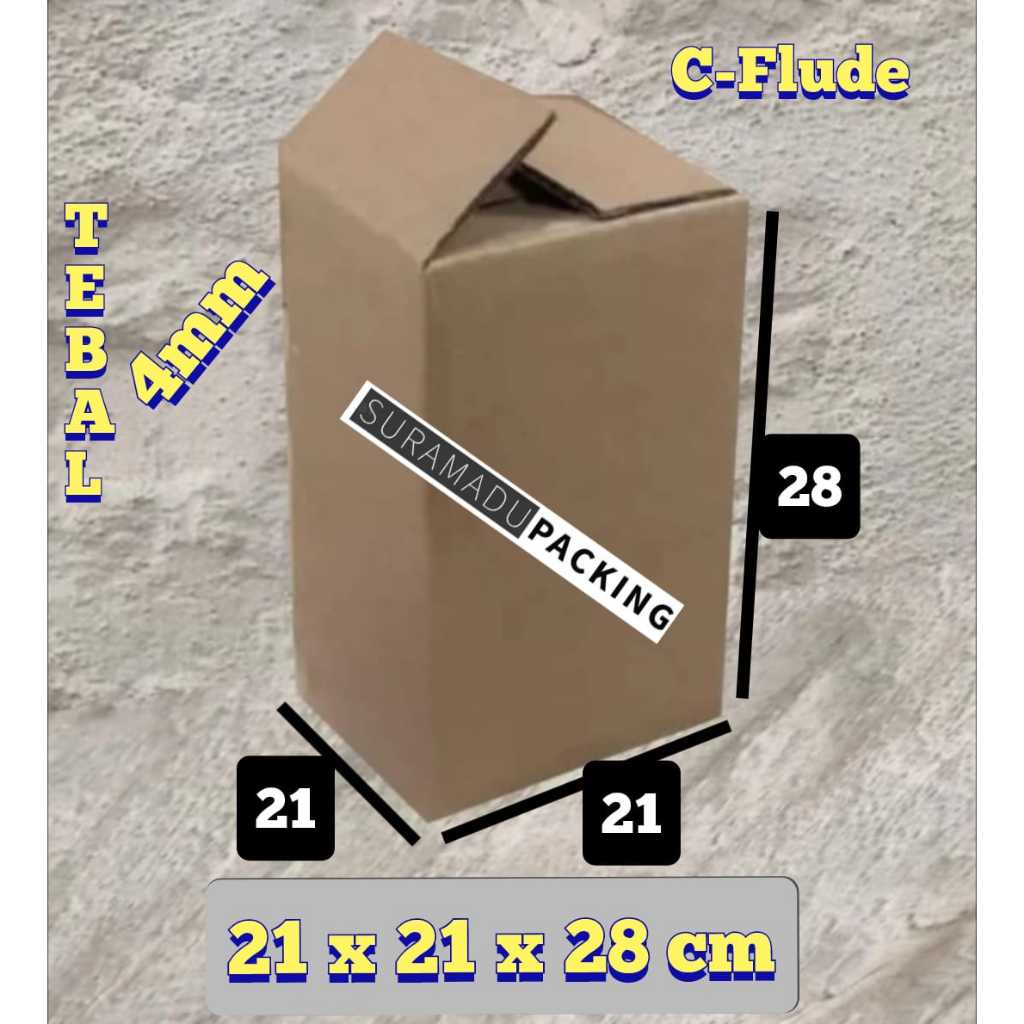 

Kardus box karton packing 21x21x28 cm Packing Polos dan Tebal 4mm C FLUDE