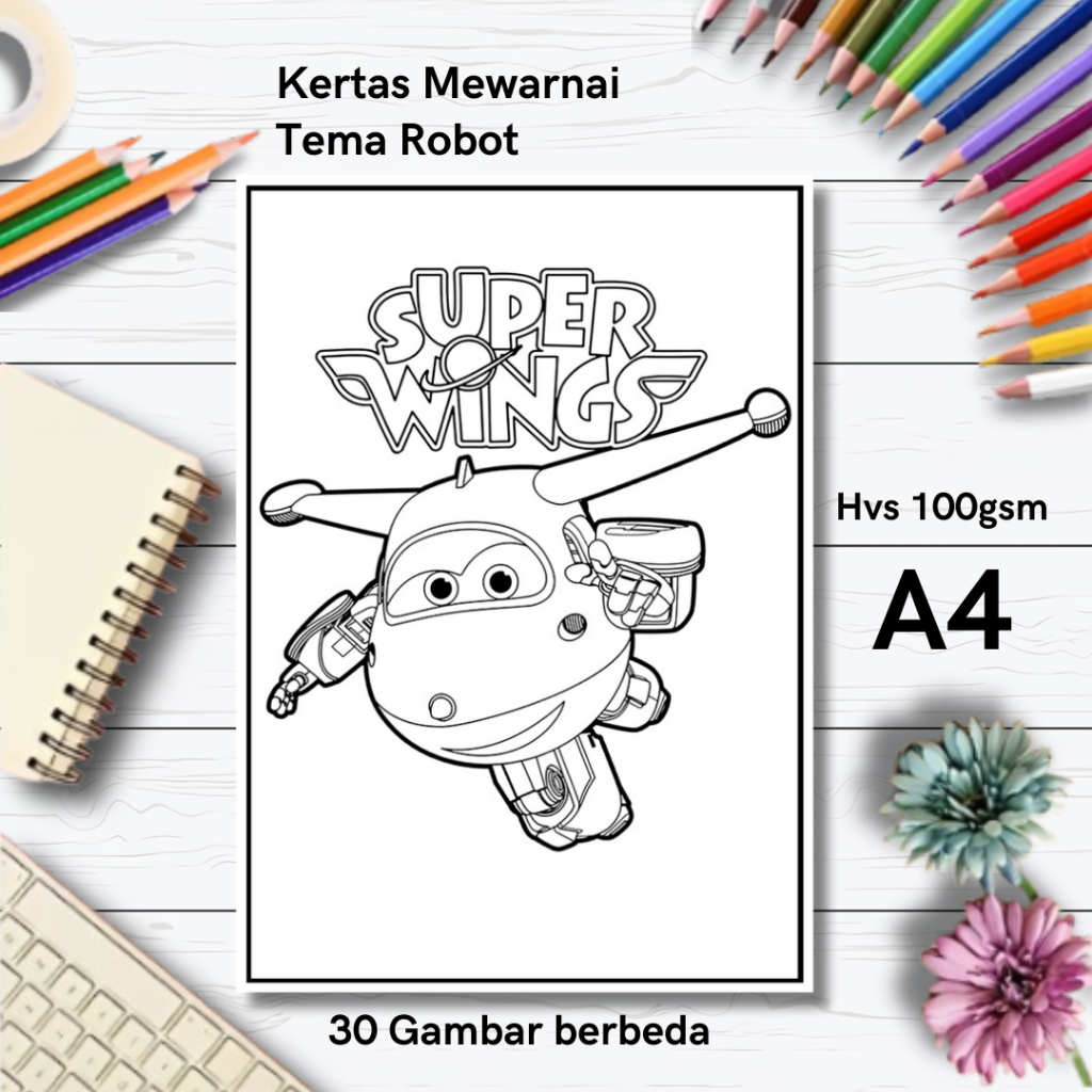 30 Gambar Kertas mewarnai anak / Coloring / Sketa Tema Robot