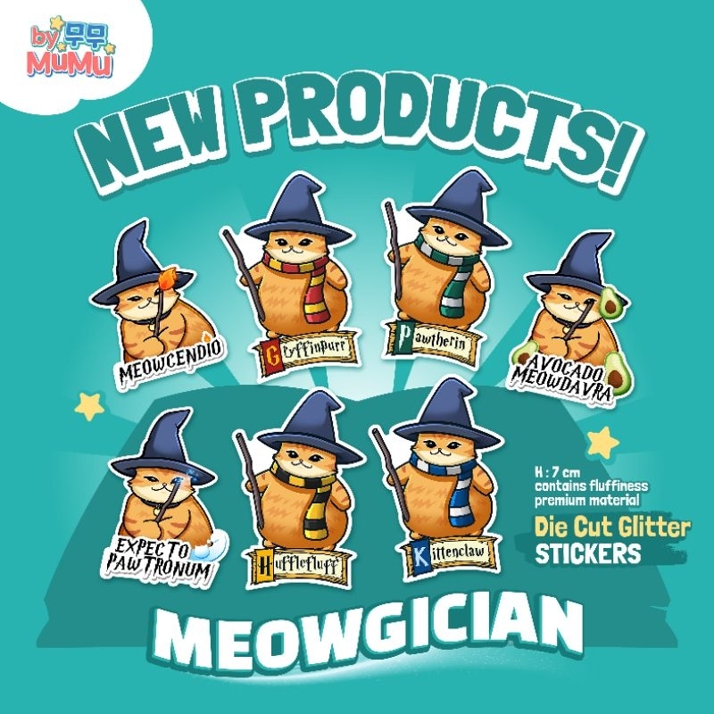 

MEOWGICIAN STICKER DIE CUT GLITTER HARRY POTTER