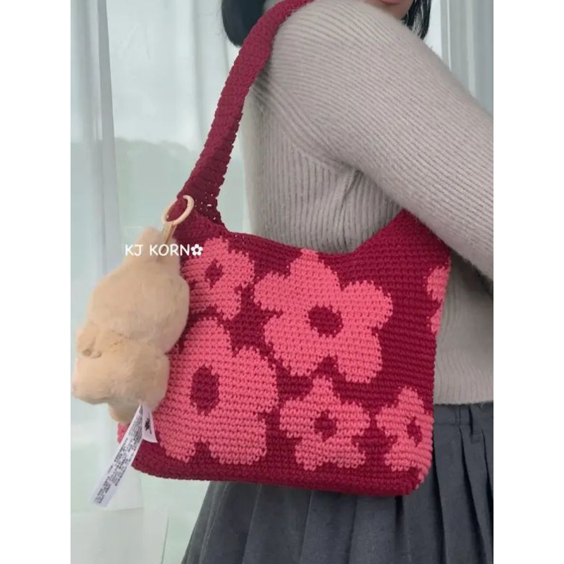 tas rajut motif bunga tote bag rajut bunga tas rajut custom tas rajut