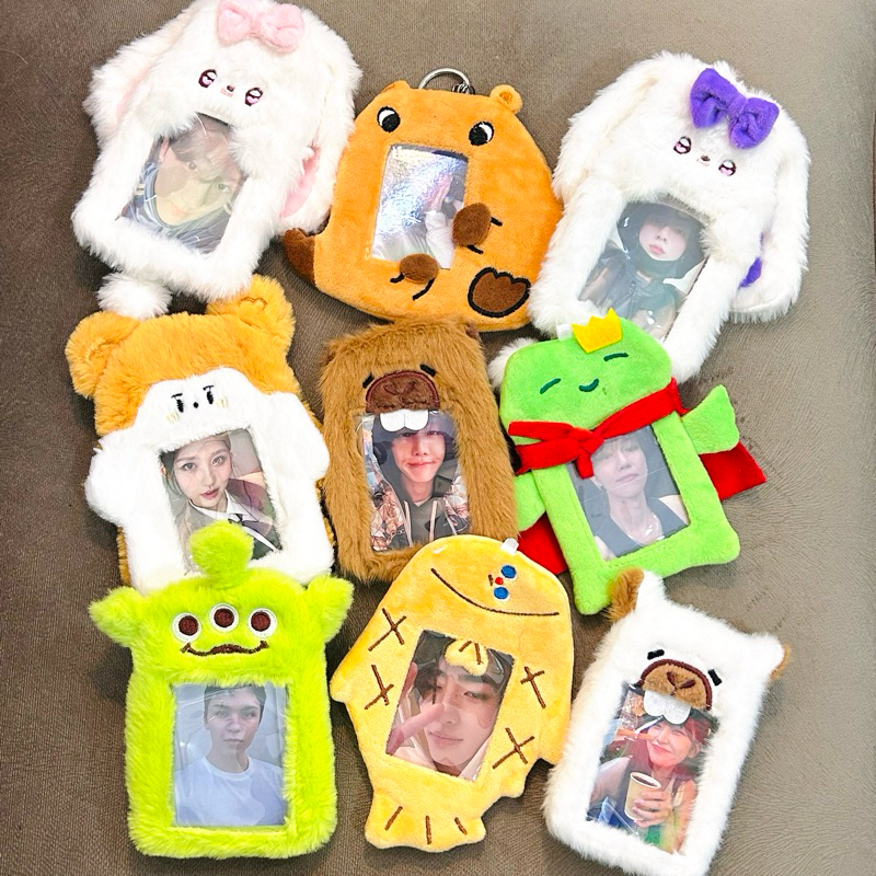 Photocard Holder Animal Plush Furry Bulu Cahol Pocahol Keychain Gantungan Kunci Keyring