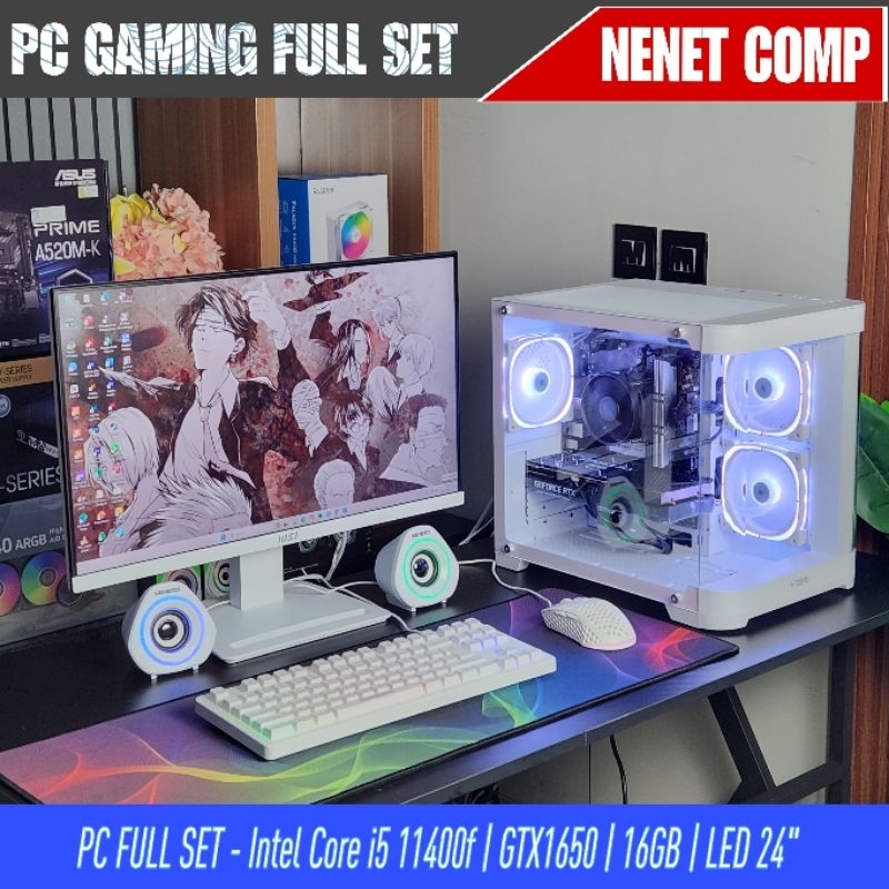 PC FULL SET | PC Gaming Intel i5 11400F | RTX 3050 6GB | 16GB | SSD | LED 24