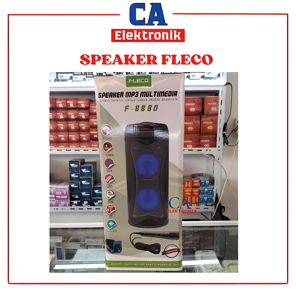 Speaker Fleco F-8880 Bluetooth Multimedia MP3/Free Mic dan Multi Bass Murah
