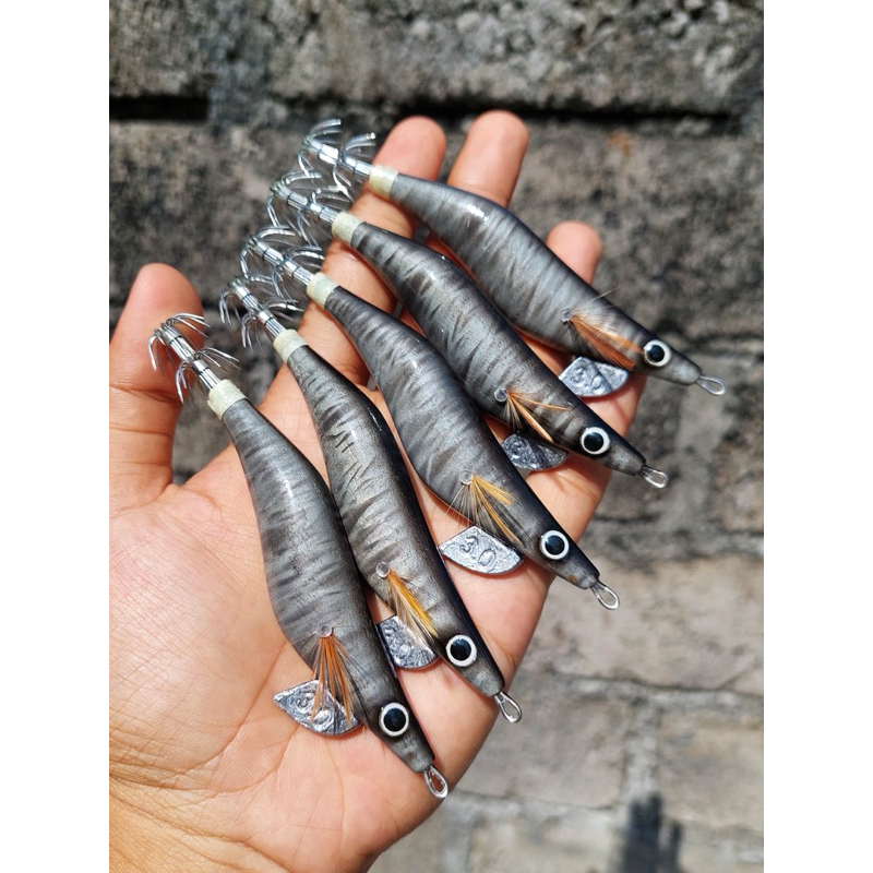 Egi Handmade Kayu 3.0,Warna Belang Abu-abu,Tanpa Kain